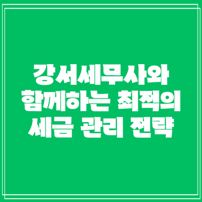 강서세무사와 함께하는 최적의 세금 관리 전략