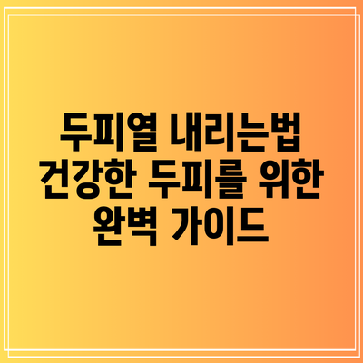 두피열 내리는법: 건강한 두피를 위한 완벽 가이드