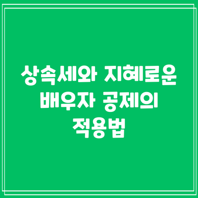 상속세와 지혜로운 배우자 공제의 적용법