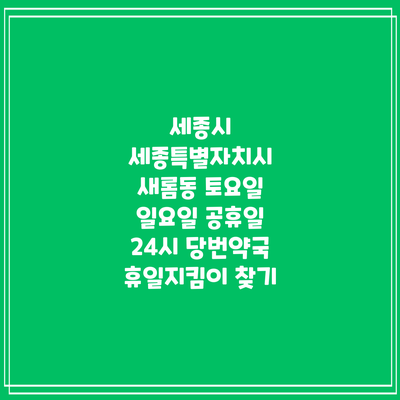 세종시 세종특별자치시 새롬동 토요일 일요일 공휴일 24시 당번약국 휴일지킴이 찾기