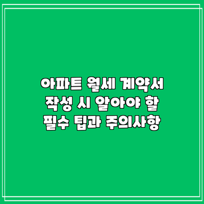 아파트 월세 계약서 작성 시 알아야 할 필수 팁과 주의사항