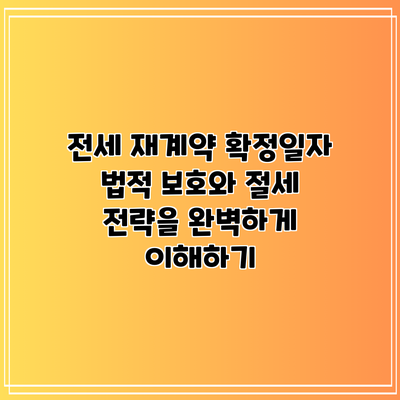 전세 재계약 확정일자: 법적 보호와 절세 전략을 완벽하게 이해하기