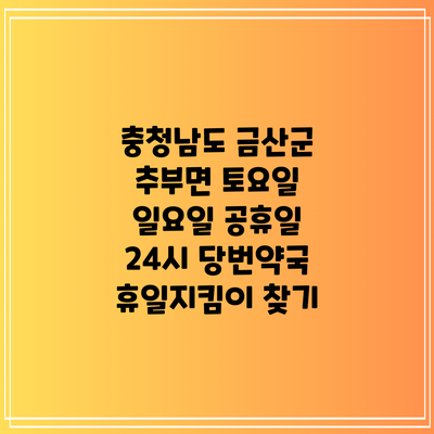 충청남도 금산군 추부면 토요일 일요일 공휴일 24시 당번약국 휴일지킴이 찾기