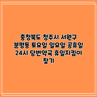 충청북도 청주시 서원구 분평동 토요일 일요일 공휴일 24시 당번약국 휴일지킴이 찾기