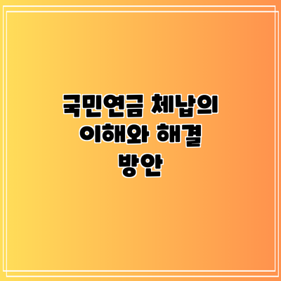 국민연금 체납의 이해와 해결 방안