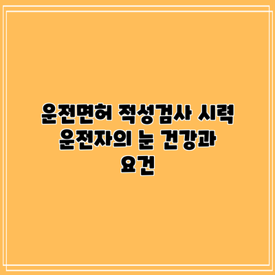 운전면허 적성검사 시력: 운전자의 눈 건강과 요건