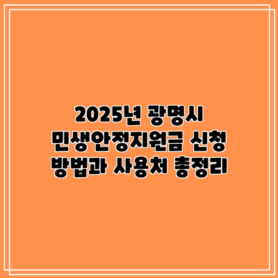 2025년 광명시 민생안정지원금 신청 방법과 사용처 총정리