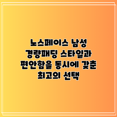 노스페이스 남성 경량패딩: 스타일과 편안함을 동시에 갖춘 최고의 선택
