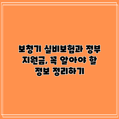 보청기 실비보험과 정부 지원금, 꼭 알아야 할 정보 정리하기