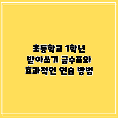 초등학교 1학년 받아쓰기 급수표와 효과적인 연습 방법