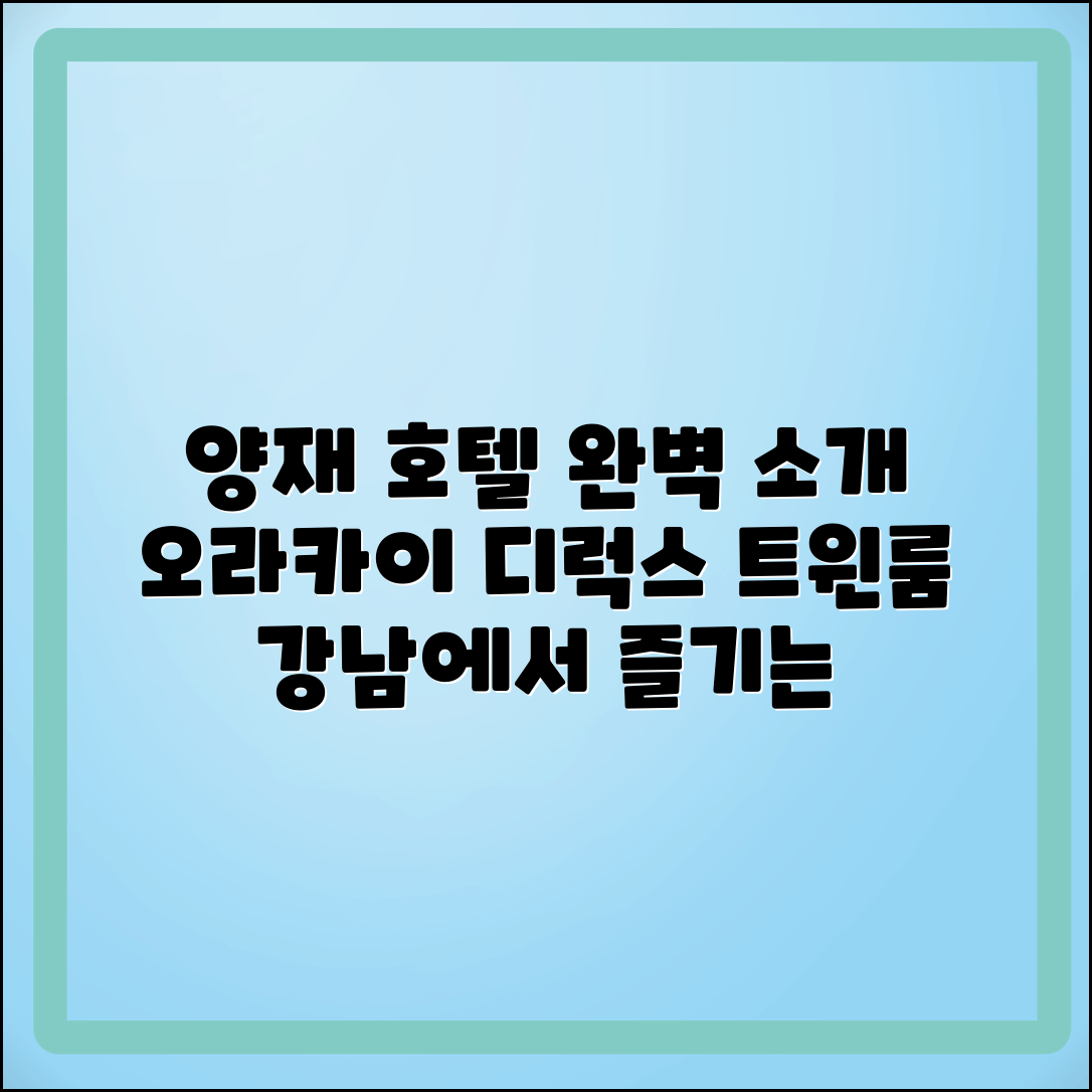 서울 강남 양재 호텔 오라카이 디럭스 트윈룸 완벽 소개