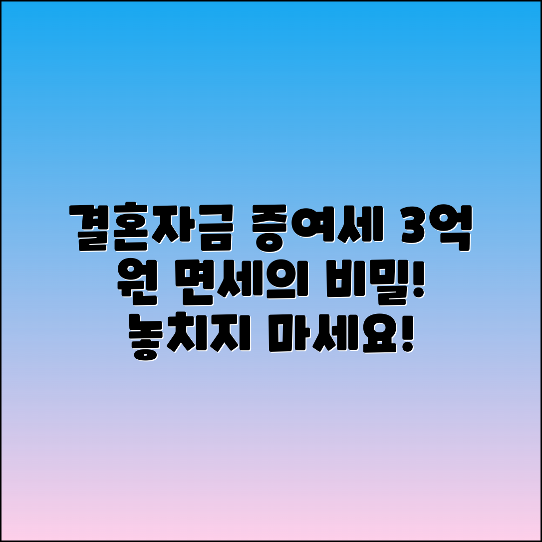 결혼자금 증여세: 3억 원 면세의 진실