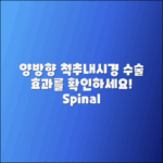 양방향 척추내시경수술 치료 및 효과 안내